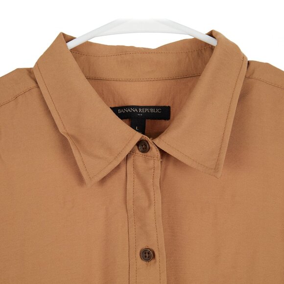Banana Republic Button Front Roll Tab Utility Shirt Women's Size Large - Picture 2 of 7